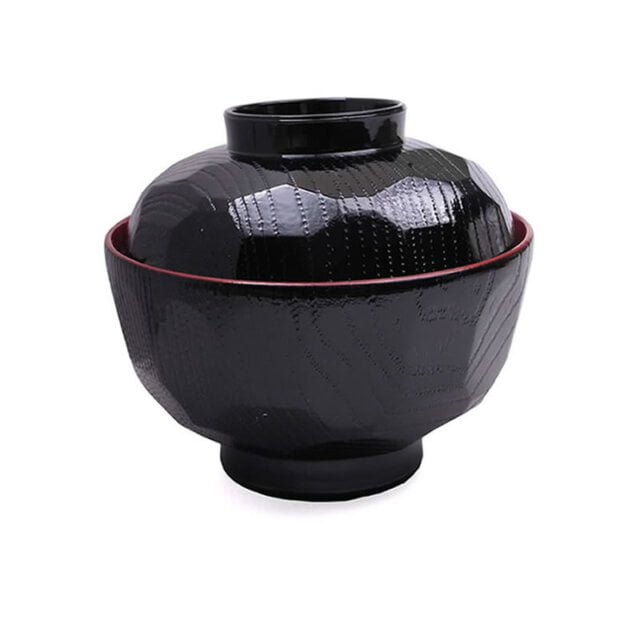 Miso Soup Bowl with Lid (Red & Black)