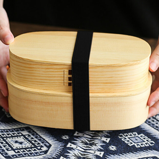 Light 2 Tier Wooden Bento Box 2