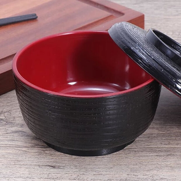 Japanese Ohitsu Lacquer Rice Serving Bowl & Lid