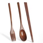 Wood Chopsticks, Spoon & Fork Set 3