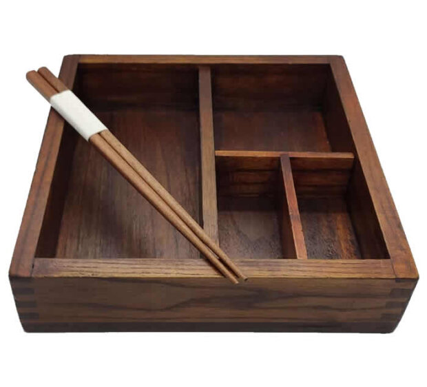 Wooden Bento Box & Chop Sticks