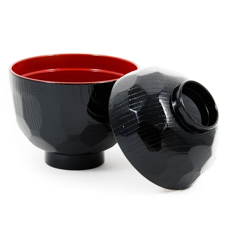 Miso Soup Bowl & Lid Red & Black