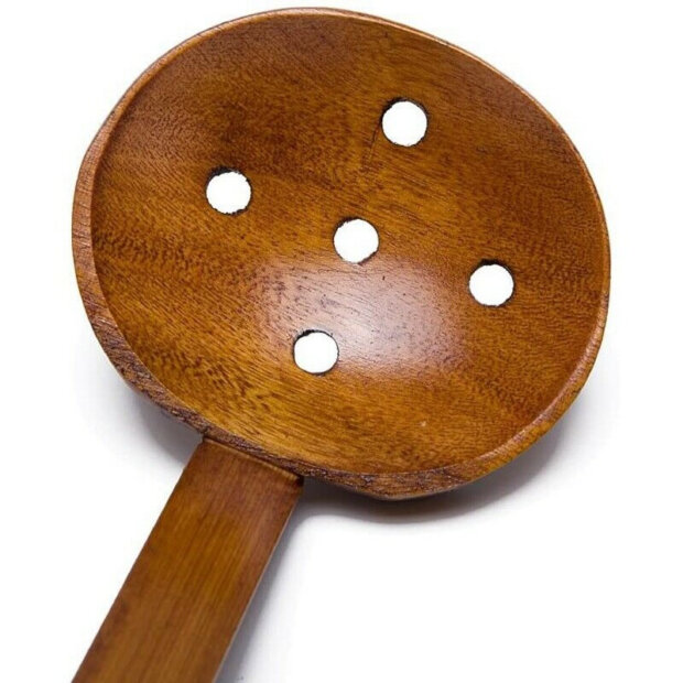 Wooden Long Handle Ramen Spoon & Holes
