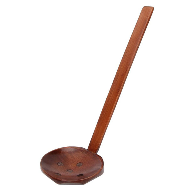 Wooden Long Handle, Slotted Ramen Spoon