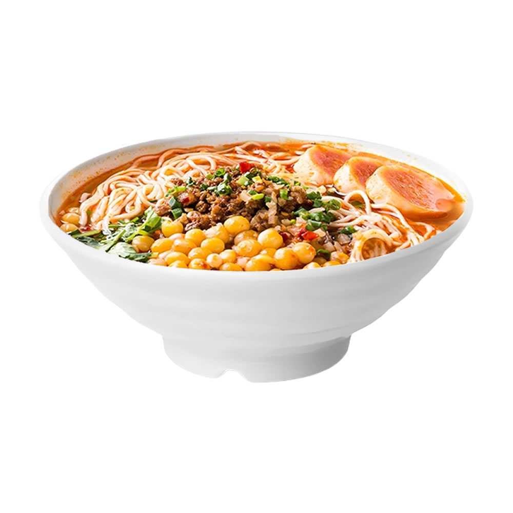 Large White Melamine Noodle Bowl With Soup