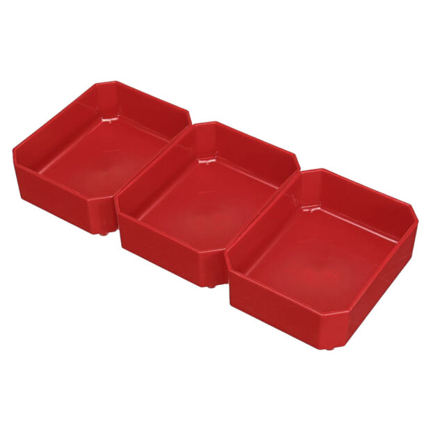 3 Compartment Long Bento Box Red & Black