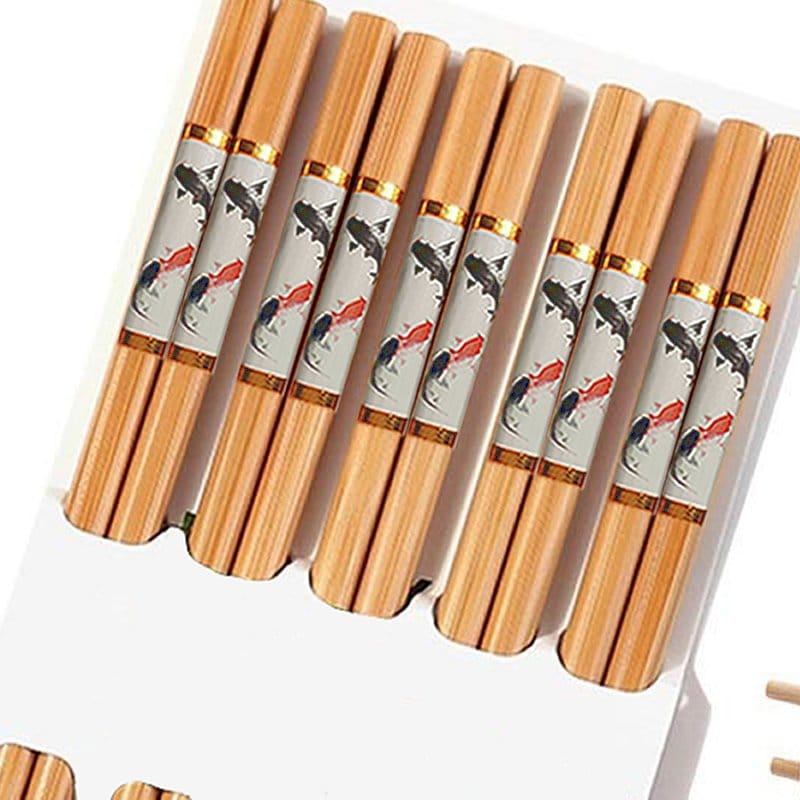 Traditional Bamboo Chopsticks & Japanese Fish Print