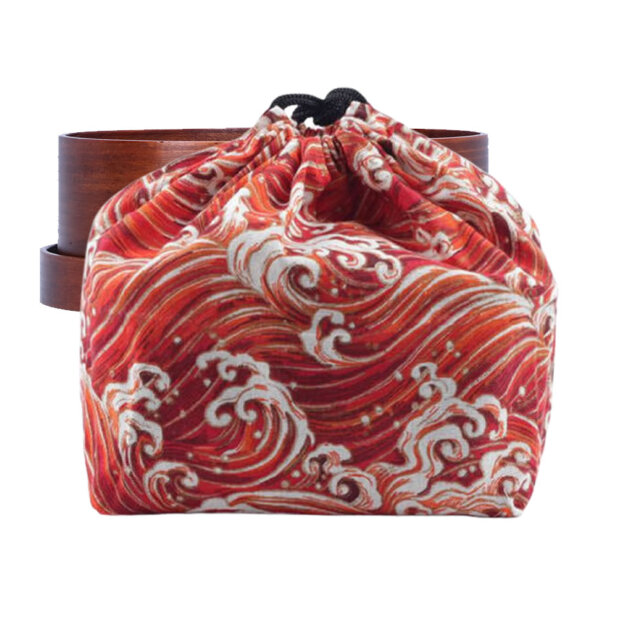 Orange Great Wave Bento Box Bag