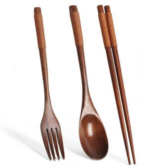 Wood Chopsticks, Spoon &Amp;Amp; Fork Set