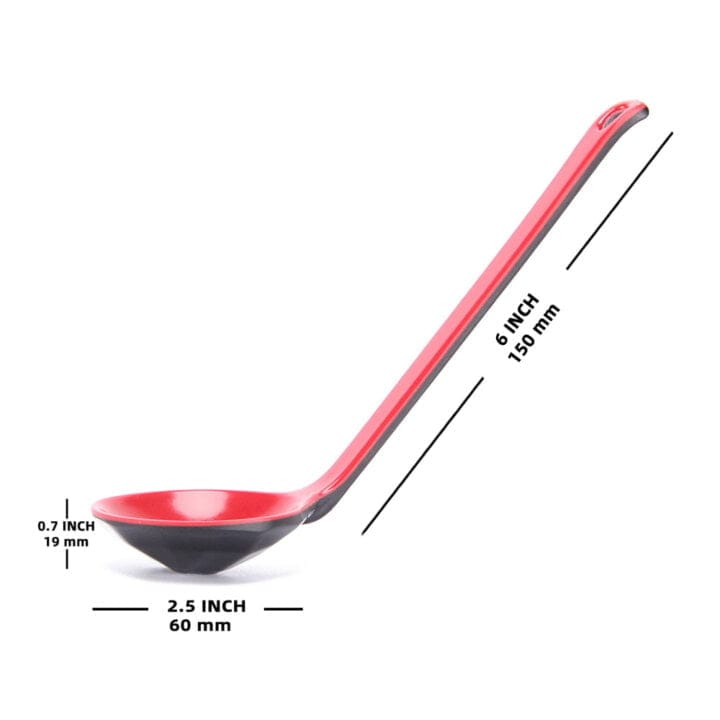 Red &Amp; Black Long Handle Ramen Spoon Dimensions