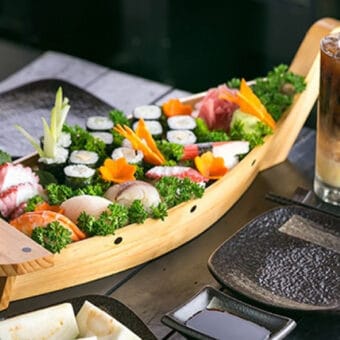 Wooden Japanese Sushi Boat Tray