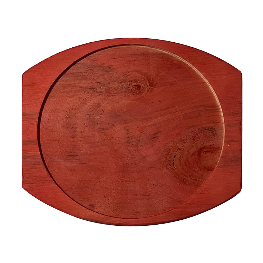 Cast Iron Sizzle Plate Wooden Tray