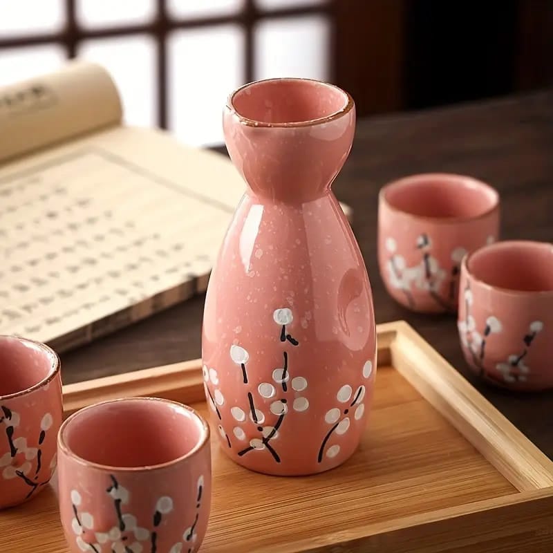Japanese Pink Sakura Sake Set Idea