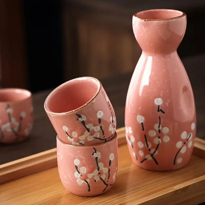 Japanese Pink Sakura Sake Sets