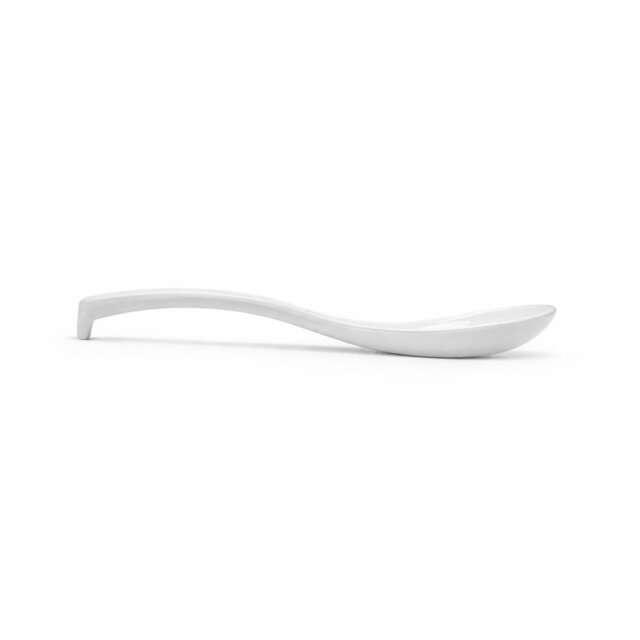 Curved White Melamine Soup Spoon