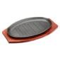 Cast Iron Sizzle Plate & Wooden Base