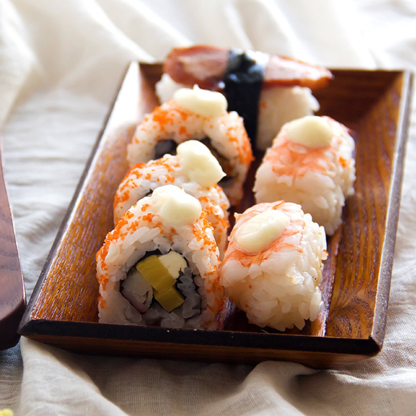 Wooden Plate With Sushi
