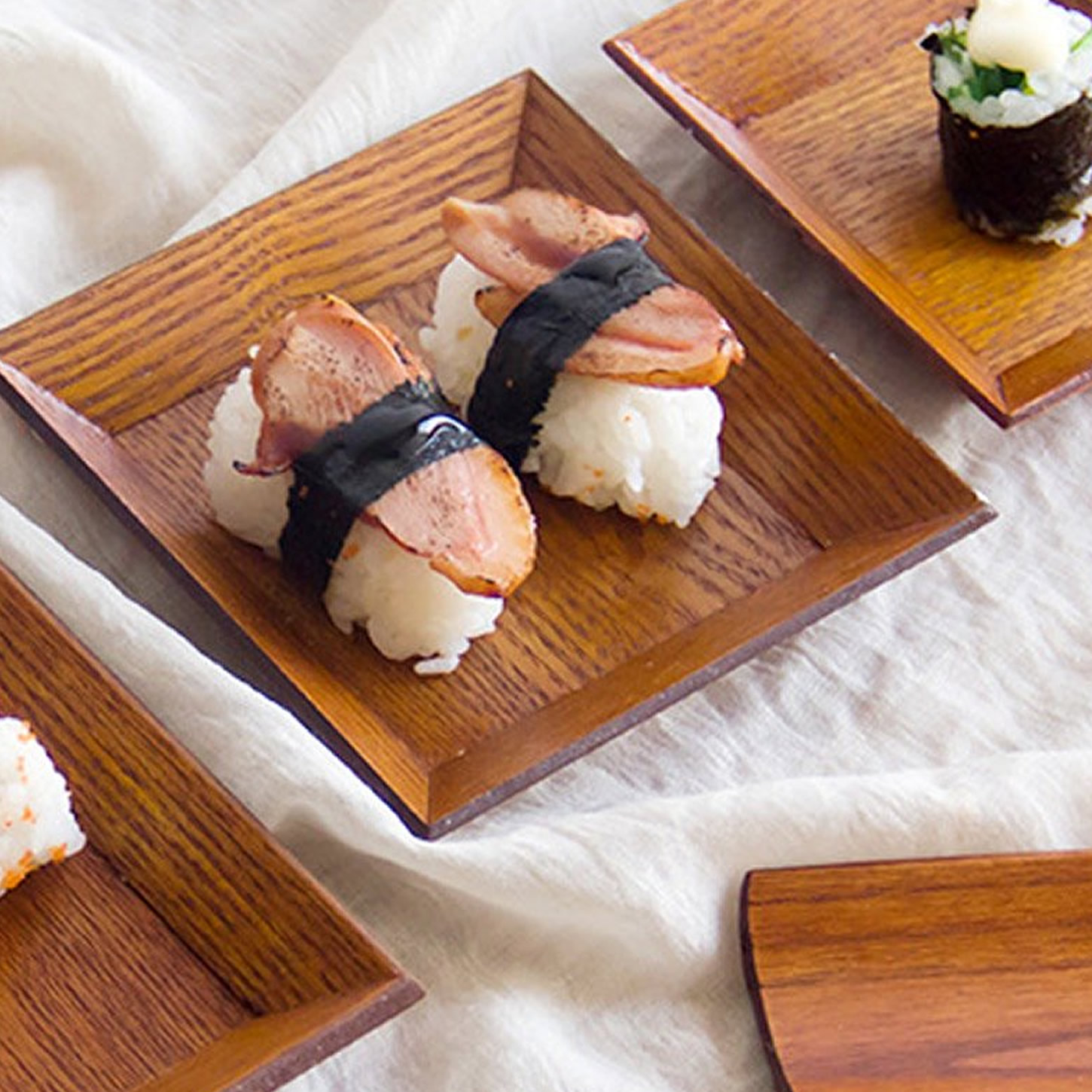Wooden Plate With Sushi