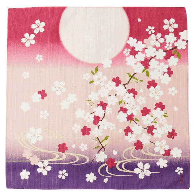 Cherry Blossoms &Amp; Nightingale Furoshiki