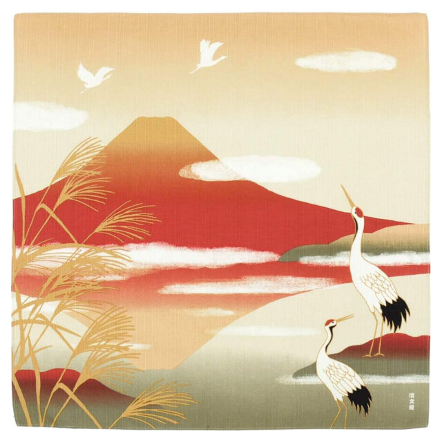 Japanese Cranes & Akane-Fuji Furoshiki