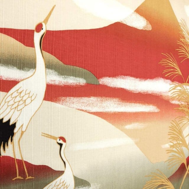 Japanese Cranes & Akane-Fuji Furoshiki Example