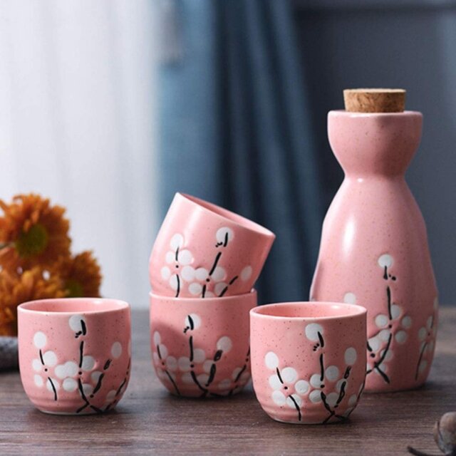 Japanese Pink Sakura Sake Set