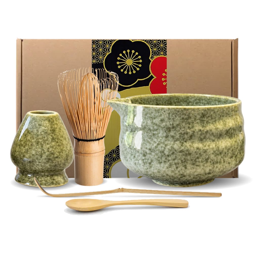 Rustic Green Matcha Tea Set Rustic Green Matcha Tea Set