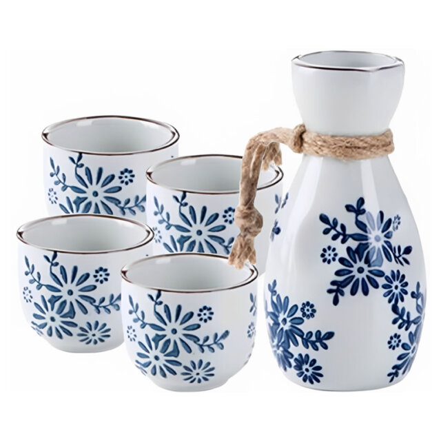 Blue Orchid Sake Set