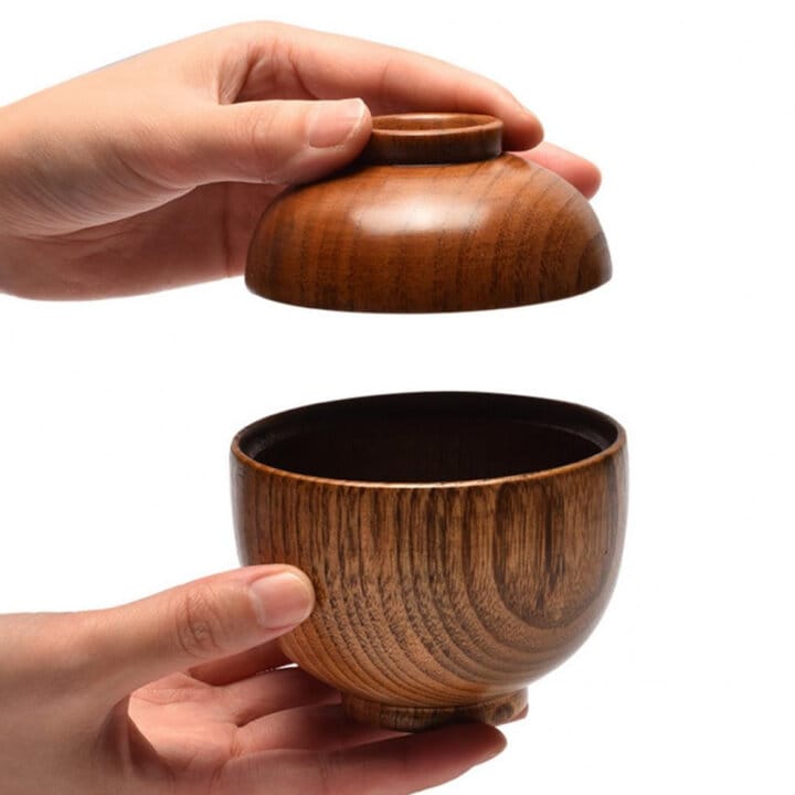 Natural Wood Miso Bowl &Amp; Lid