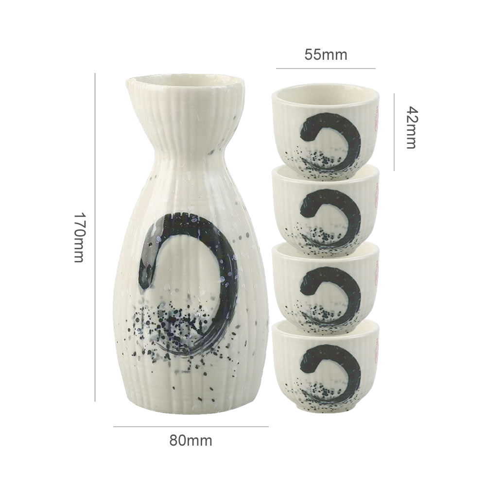 Traditional Ceramic Zen Sake Set Dimensions