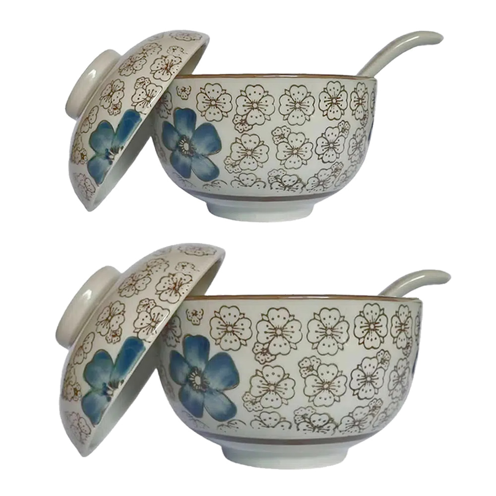 Floral Ceramic Soup Bowl Lid