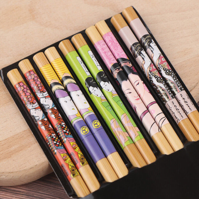 Japanese Geisha Bamboo Chopsticks (5 Pairs)