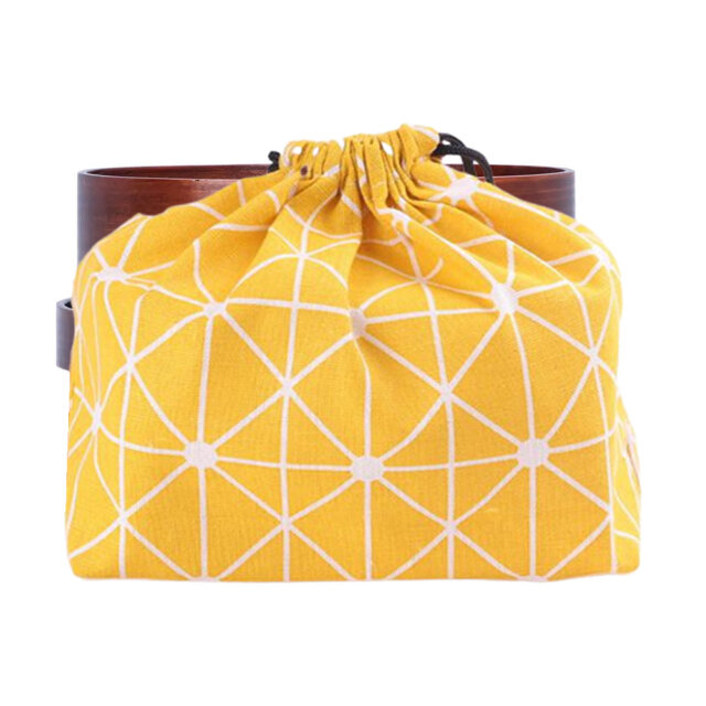 Geometric Yellow Lunch Box Bag & Drawstring