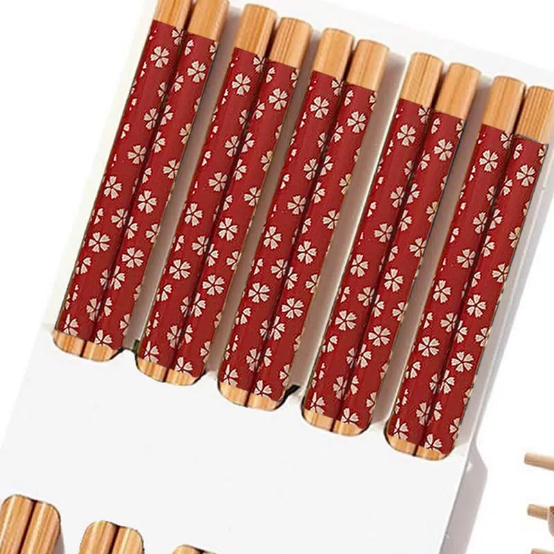 Bamboo Burgundy Floral Chopsticks Bamboo Burgundy Floral Chopsticks
