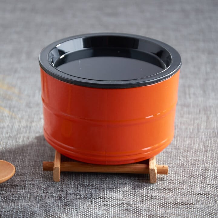 Black &Amp; Orange Miso Bowl &Amp; Lid