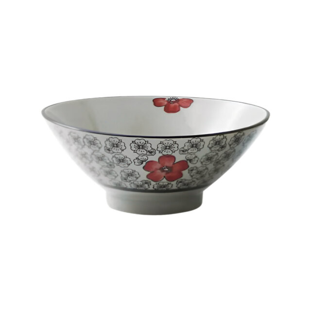 Crimson Red Ceramic Ramen Bowl