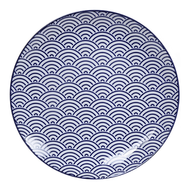 Extra Large Porcelain Blue Wave Plate