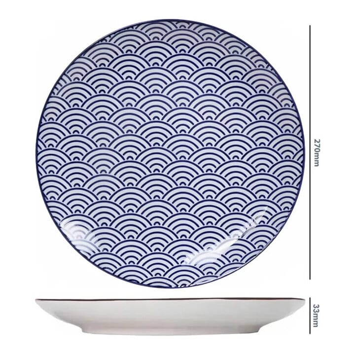 Extra Large Porcelain Blue Wave Plate Extra Large Porcelain Blue Wave Plate