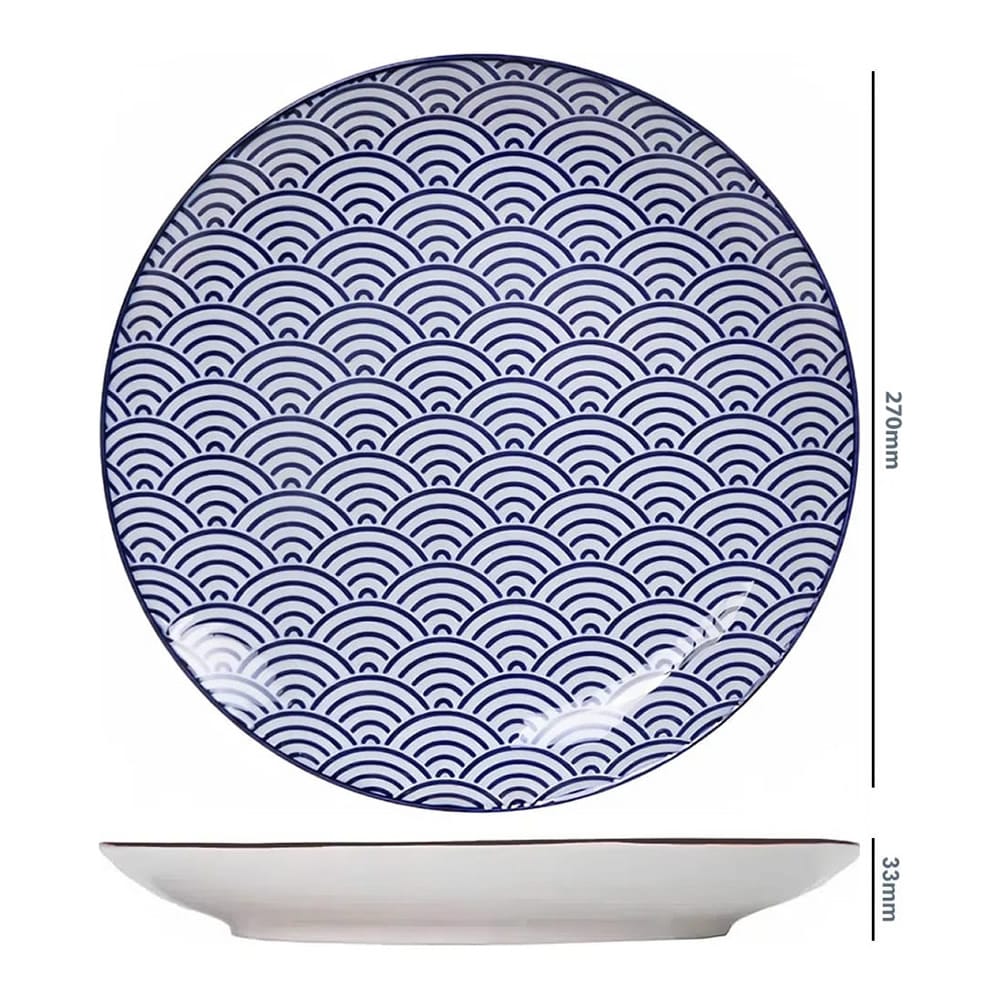 Extra Large Porcelain Blue Wave Plate Extra Large Porcelain Blue Wave Plate