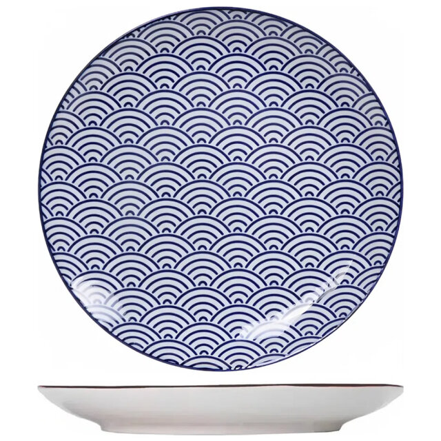 Extra Large Porcelain Blue Wave Plate
