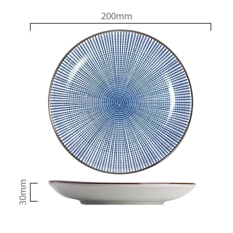Hōshajō Blue Medium Ceramic Plate Hōshajō Blue Medium Ceramic Plate