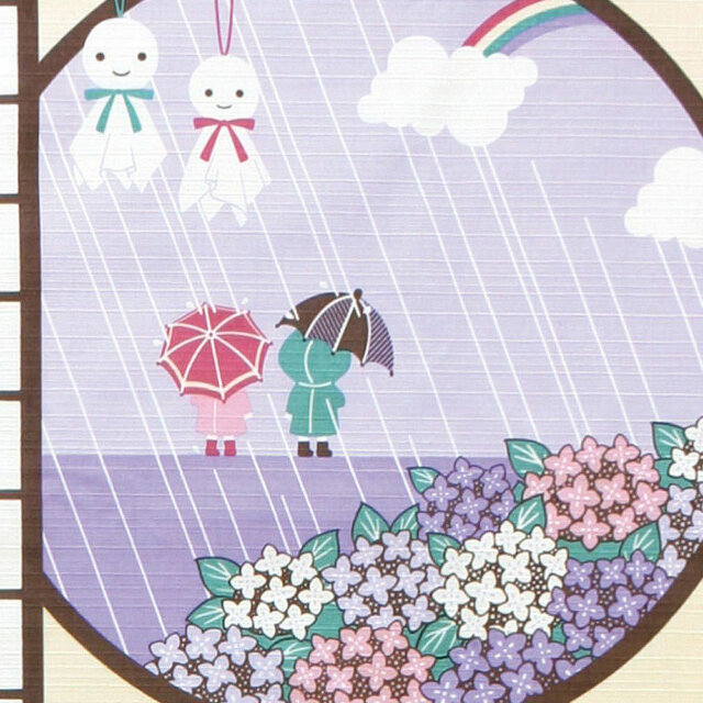 Japanese Rainy Season Furoshiki Cloth Detailed