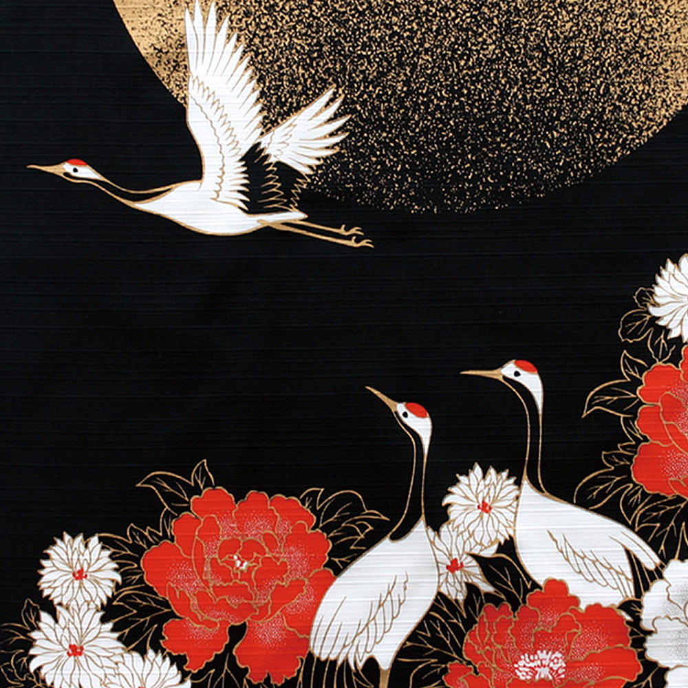 Japanese Tsuru Crane Cotton Furoshiki Detailed