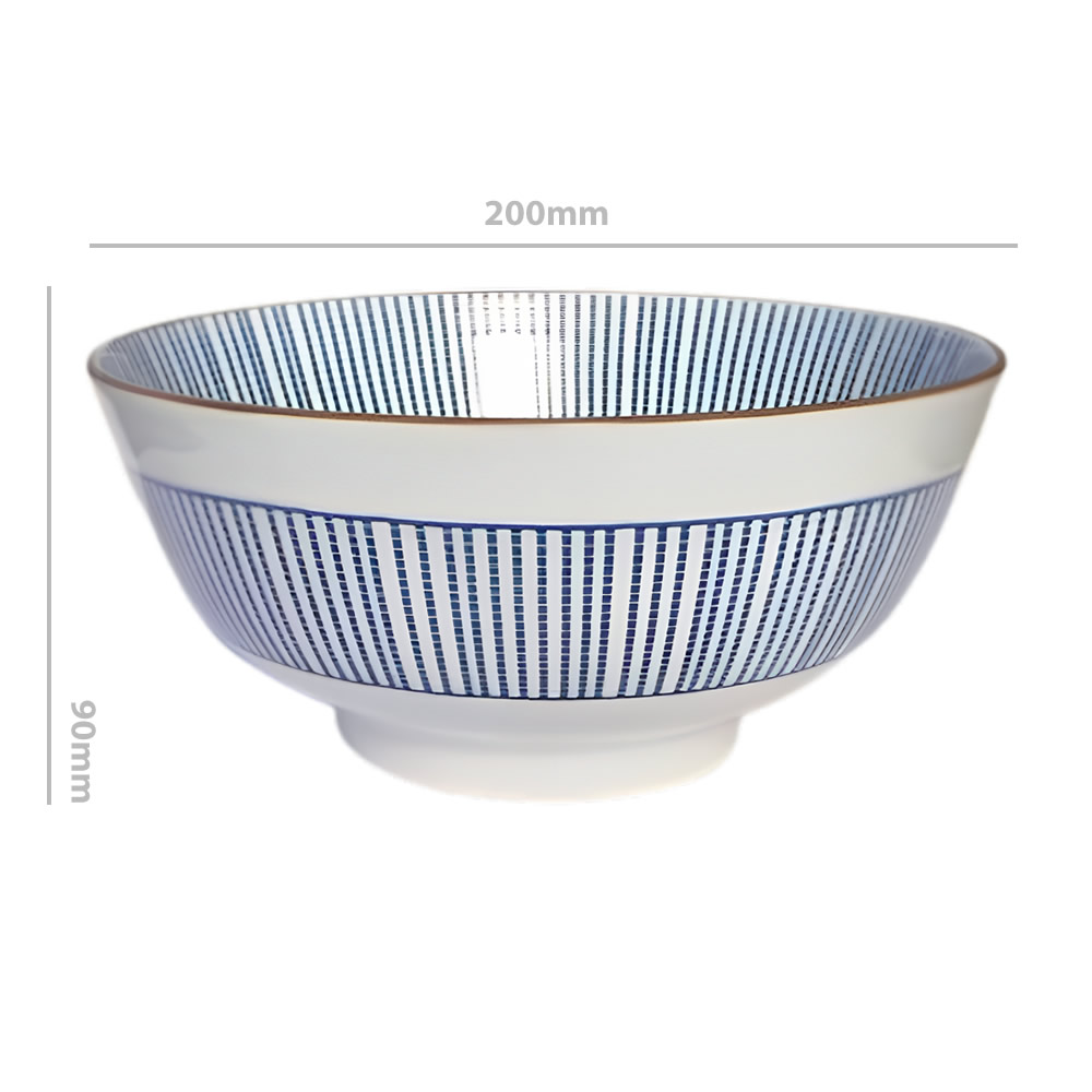 Kasukana Stripe Ramen Bowl Dimensions