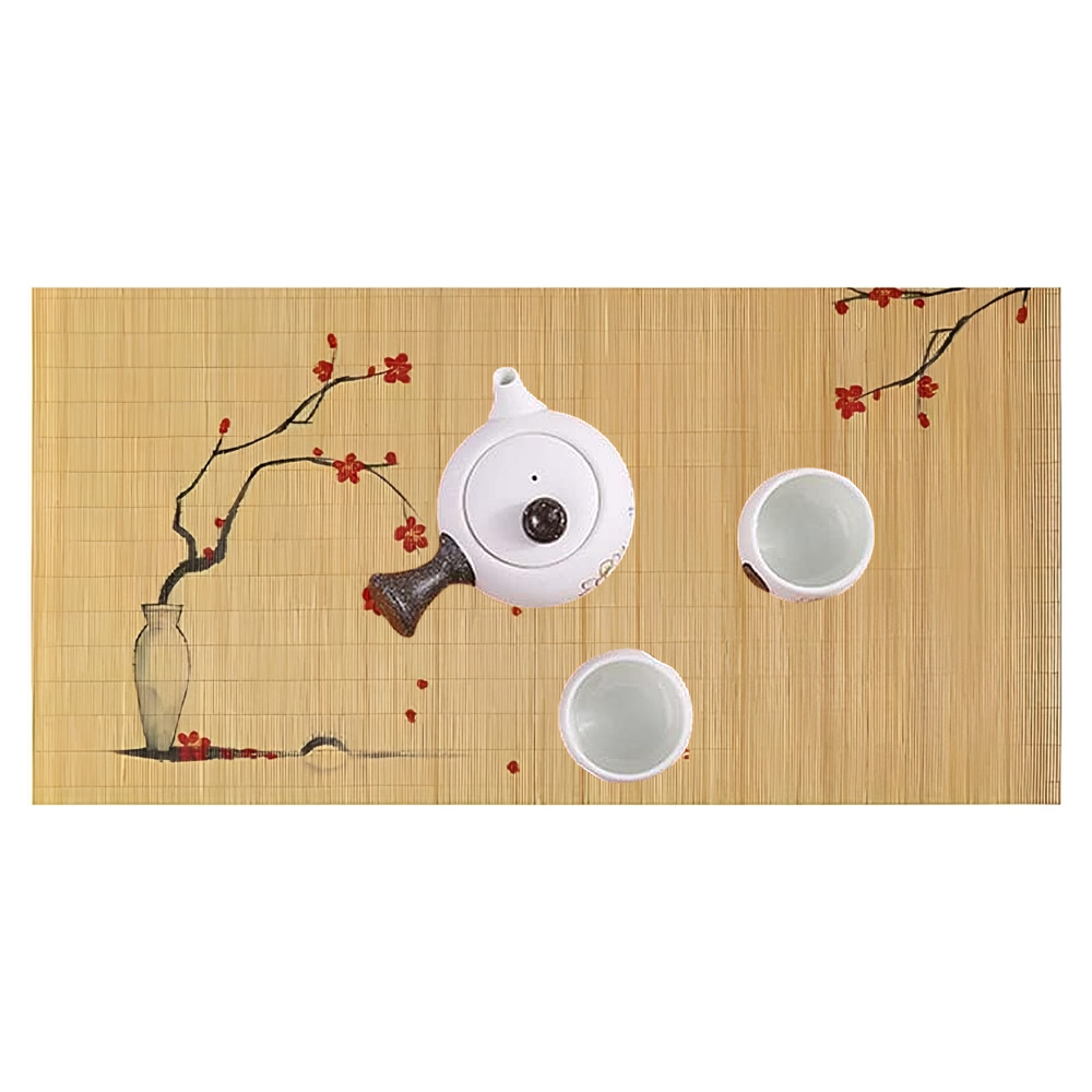 Large Bamboo Floral Tea Ceremony Mat