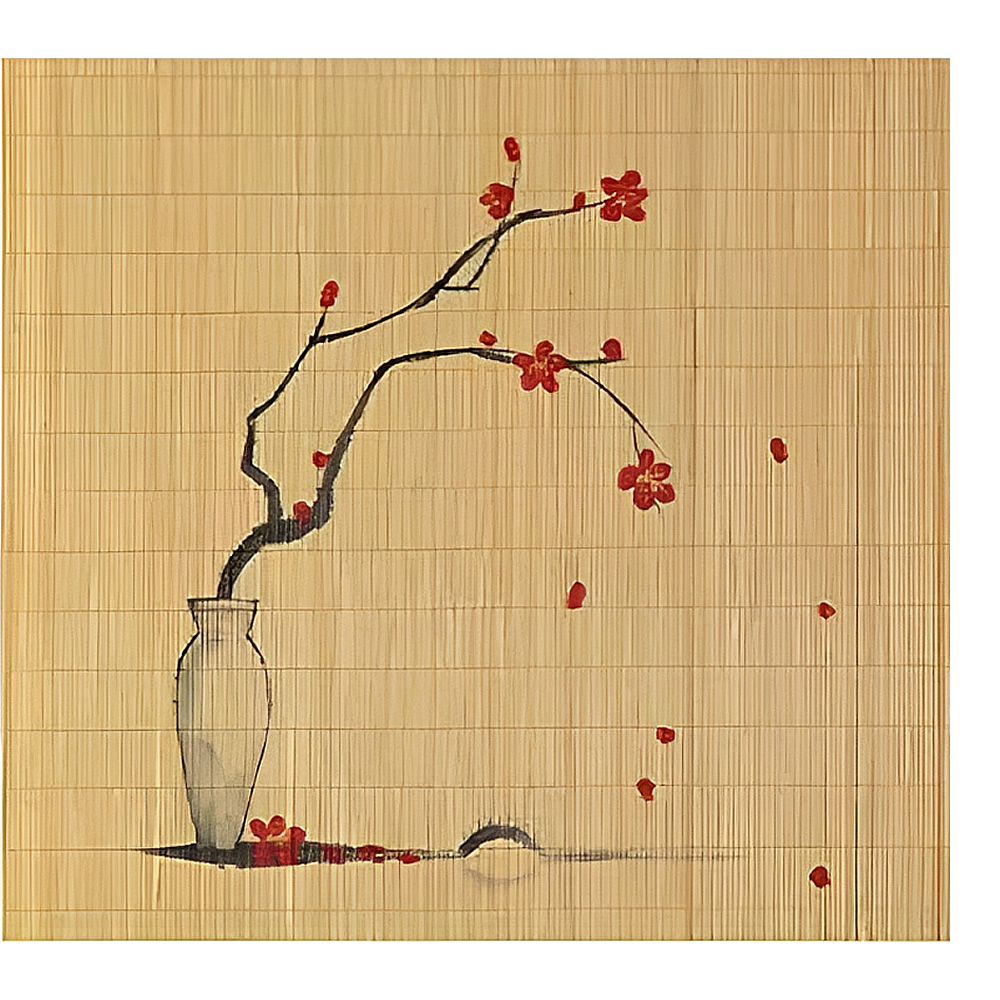 Large Bamboo Floral Tea Ceremony Mat Detailed