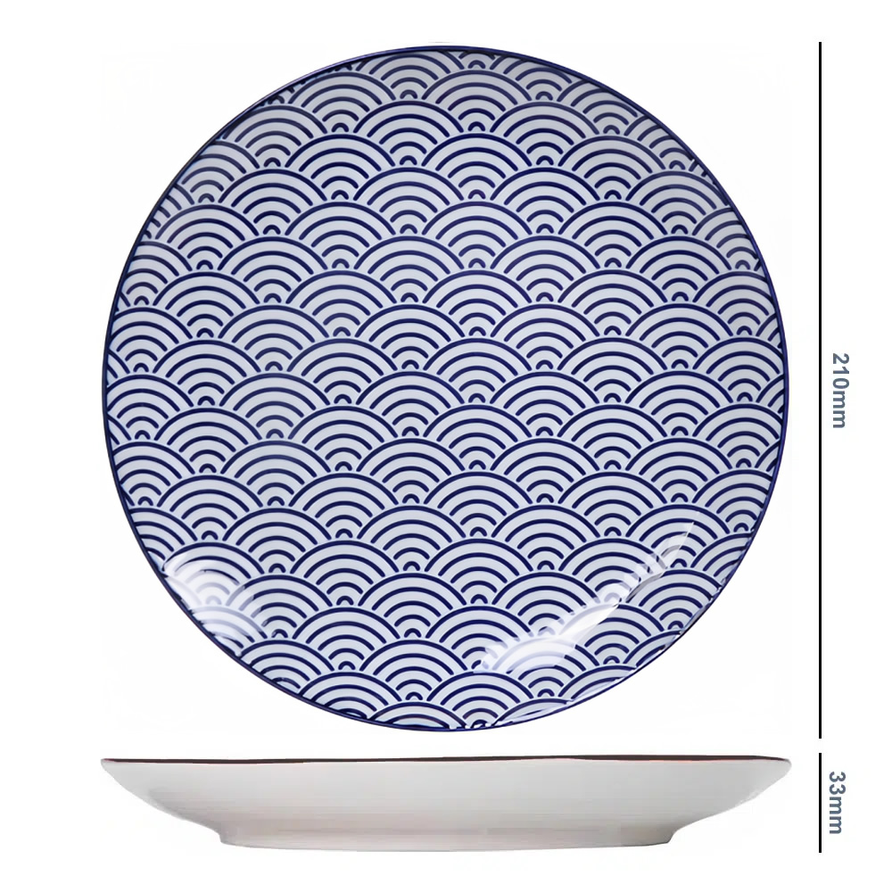 Large Porcelain Blue Wave Plate Dimensions