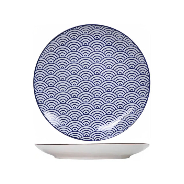 Medium Porcelain Blue Wave Side Dish