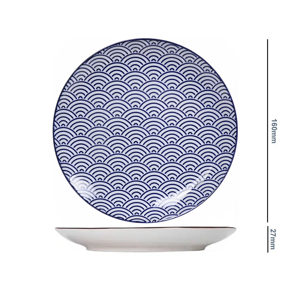 Medium Porcelain Blue Wave Side Dish Dimensions
