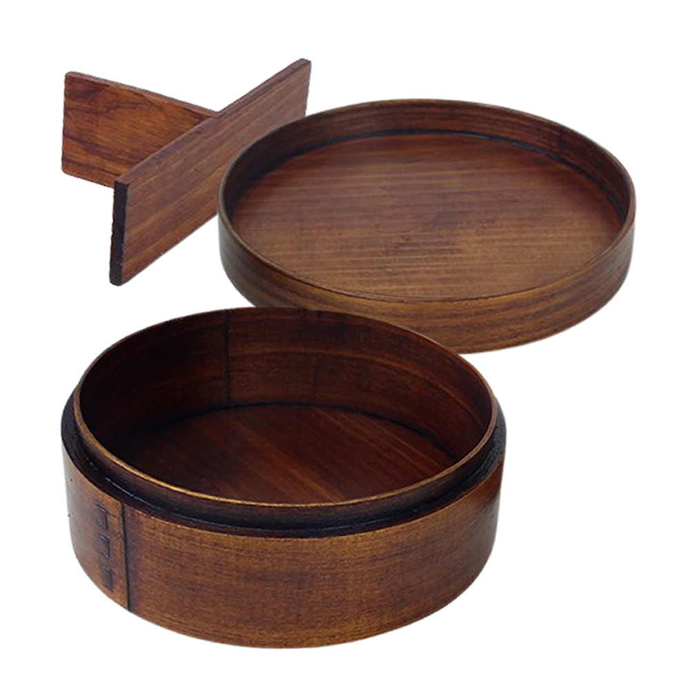 Round Willow Wood Bento Box Components